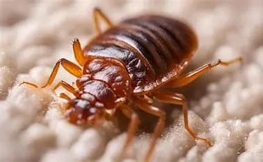Close-up of an adult bed bug on fabric