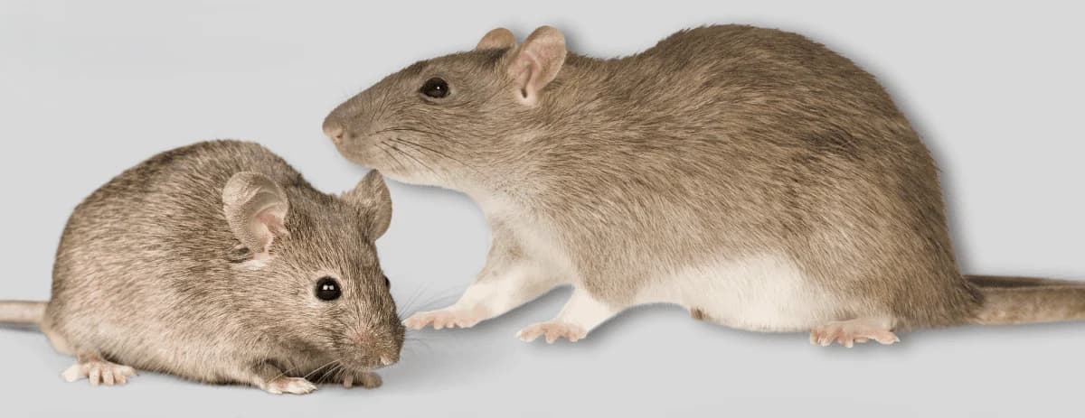 Mouse and rat side by side showing droppings size difference for identification Mouse and rat side by side showing droppings size difference for identification